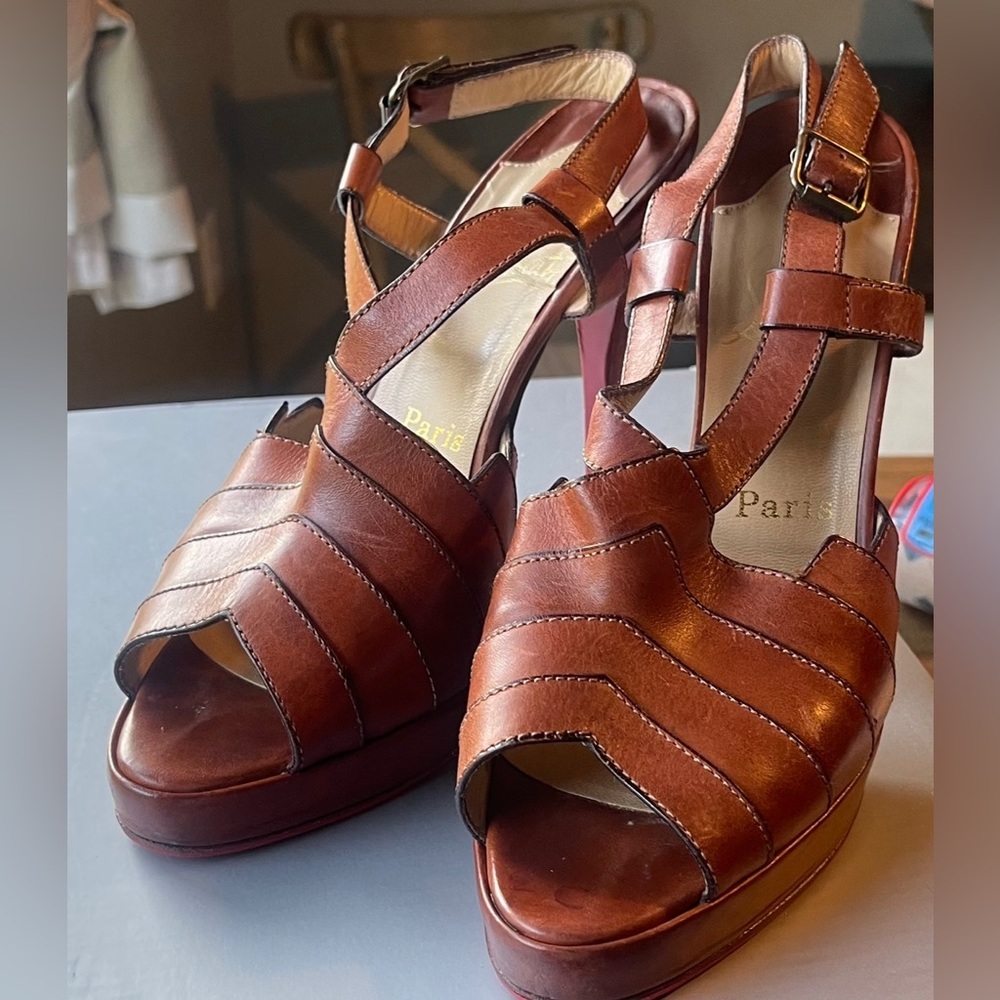 Christian Louboutin Leather Platform Sandals size 10